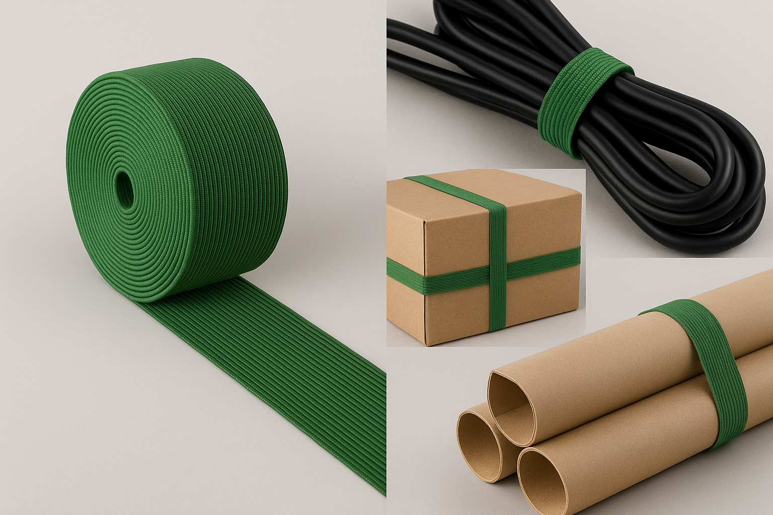 Bundled cables secured with elastic tape